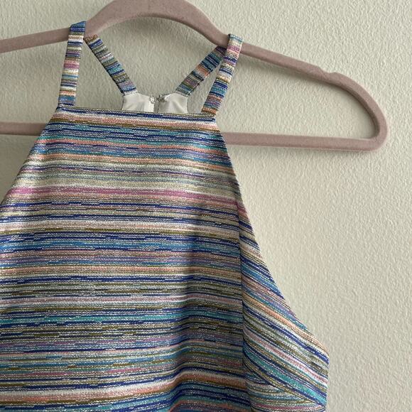 Amanda Uprichard Amy Top Glitter Striped Peplum Blouse Size Small - Picture 5 of 9